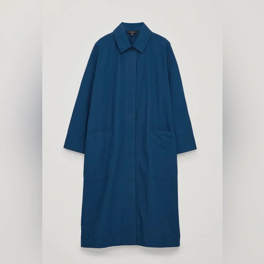 COS Blue Long Jacket with Gathered Back Size 2 - Picture 4 of 13